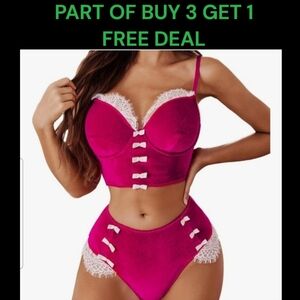 🫦💝BE MINE - Lightweight Velvet Pink Sexy Valentine's Day Lingerie Bra Panty